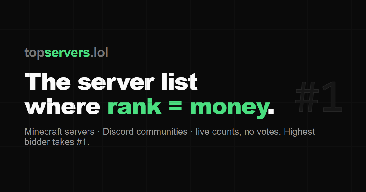 I built a Minecraft server list where rank = money. No votes, no bots — the highest bidder takes # logo